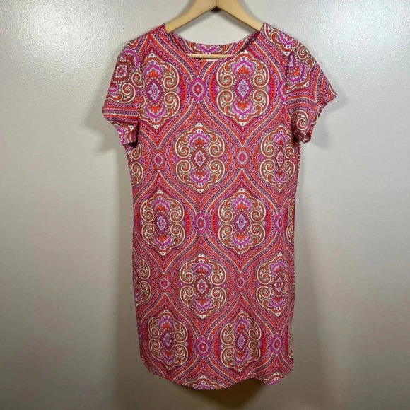 Jude Connally Ella Shift Dress Size Medium Pink Stretch Wrinkle Resistant Travel - Picture 1 of 7